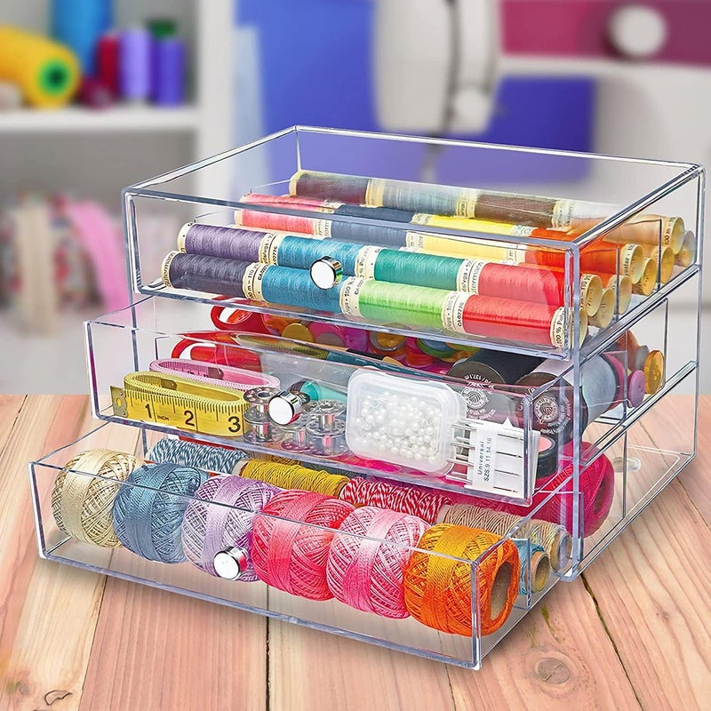 Deflecto 3 Transparent Storage Cube Drawer Organizer 7 x 10 x 68 Clear - Image 2