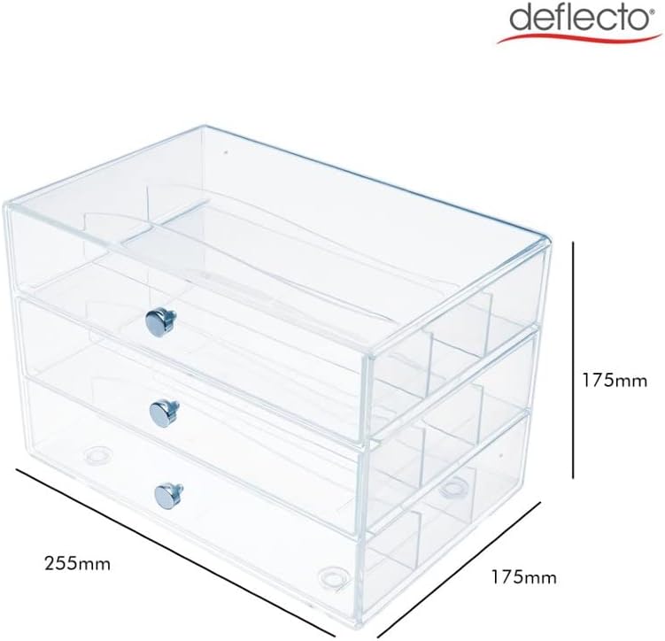 Deflecto 3 Transparent Storage Cube Drawer Organizer 7 x 10 x 68 Clear - Image 3