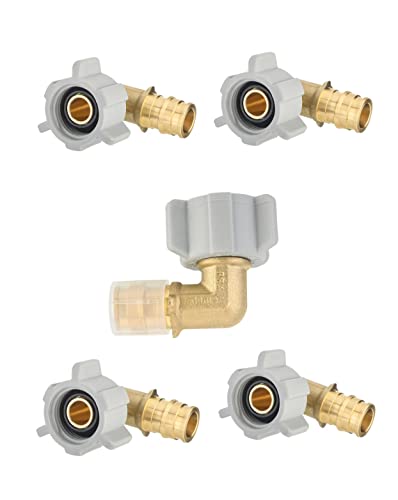 EFIELD 5Pack EFIELD PexA Expansion Full Flow Brass Fittings 12 Pex X 12 Female NPT Swivel Elbow ASTM F1960 UPC CertifiedPEX19601295PCS - Image 1