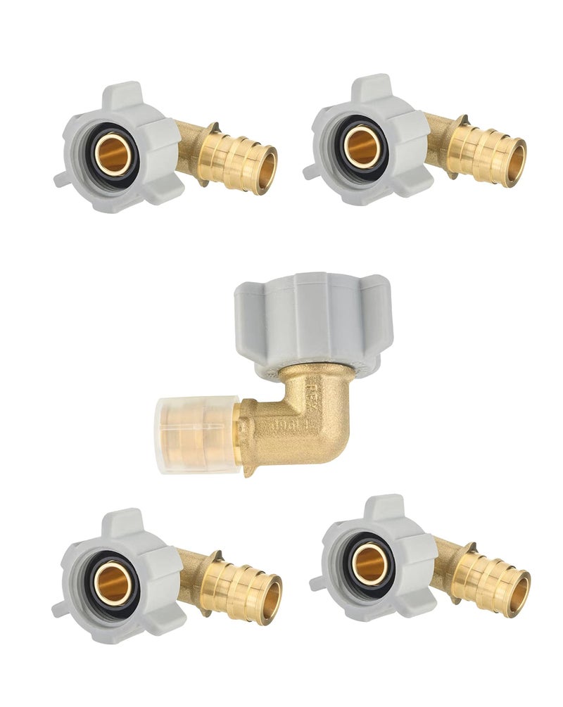 EFIELD 5Pack EFIELD PexA Expansion Full Flow Brass Fittings 12 Pex X 12 Female NPT Swivel Elbow ASTM F1960 UPC CertifiedPEX19601295PCS - Image 2