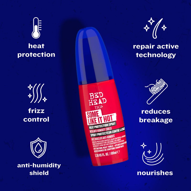 TIGI Bed Head Some Like It Hot Heat Styling and Protection Spray with Anti-Humidity Shield, Tames Frizz and Reduces Breakage, 3.38 fl oz - Image 4