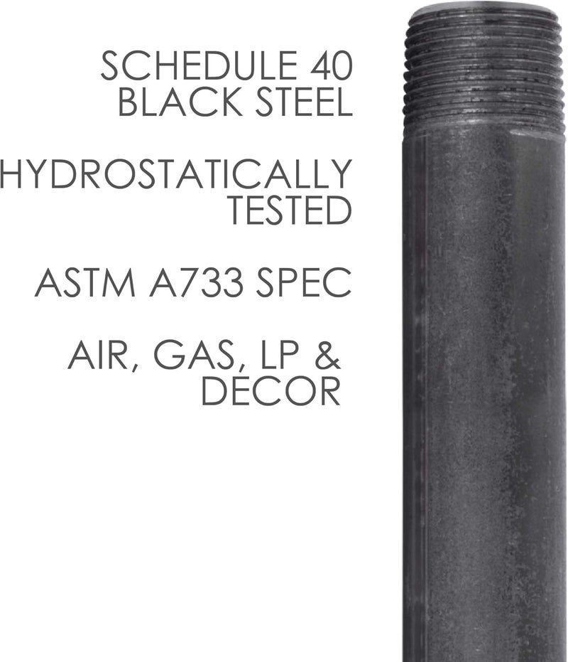PIPE DECOR 3/4” x 4” Black Steel Plumbing Pipe, Pre Cut, Industrial Steel Grey Fits Standard 3/4 Inch Threaded Black Malleable Iron Fittings, Build Vintage DIY Furniture, 8 Pack - Image 4