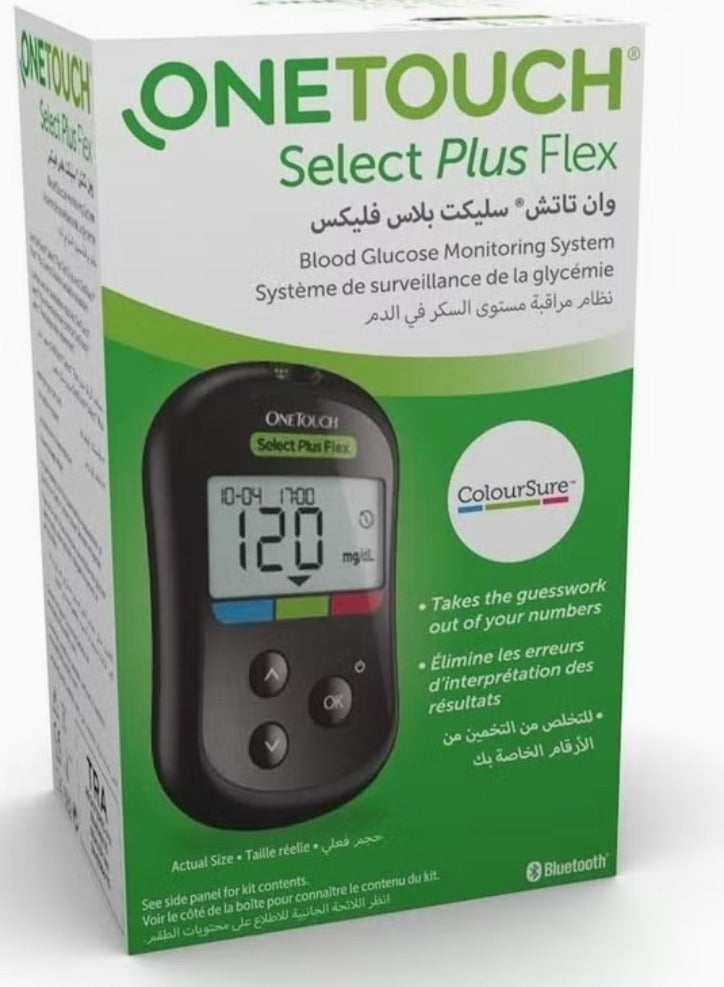 ONETOUCH One Touch Select Plus Flex Blood Glucose Monitor Tricolor possibility of linking to an application on the phone. - Image 1