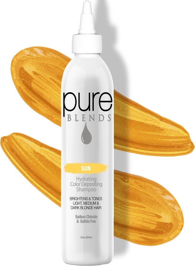 Pure Blends Sun Hydrating Color Depositing Shampoo - Brighten & Tone Faded Hair with Semi-Permanent Dye, Prevents Fade & Extends Color Service for Treated Hair 8.5 Oz. - Image 1