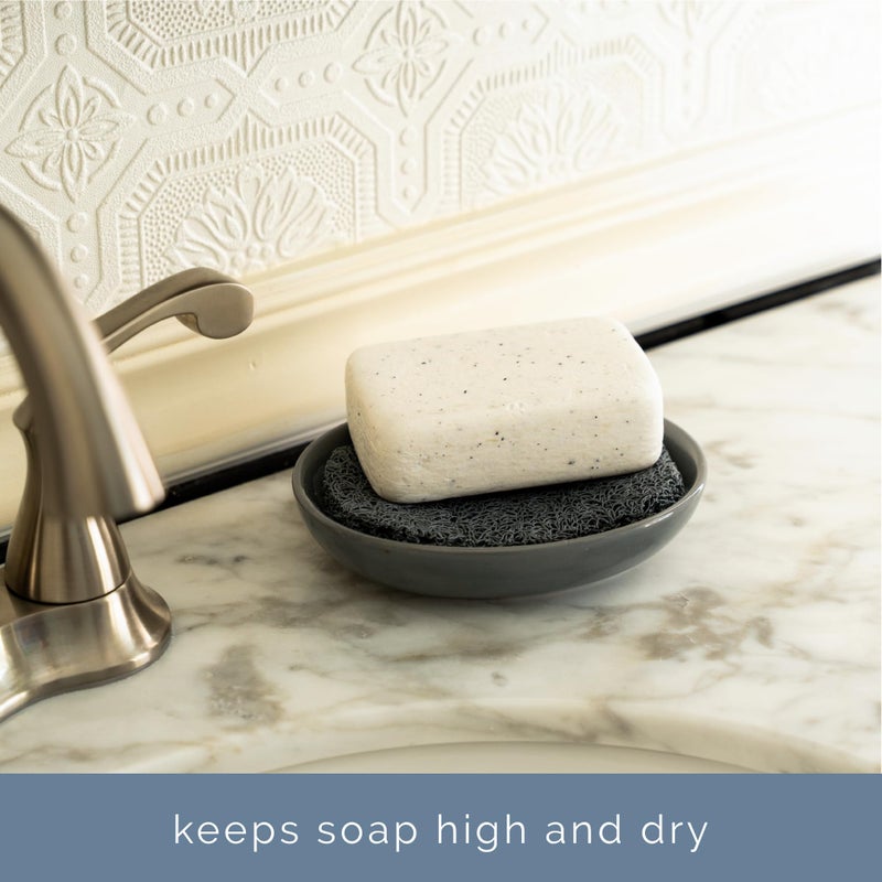 S&T INC. Bar Soap Holder for Kitchen, Bathroom, and Soap Dish, 4 Pack, Dark Grey, 2.9 inches by 4.4 inches - Image 2