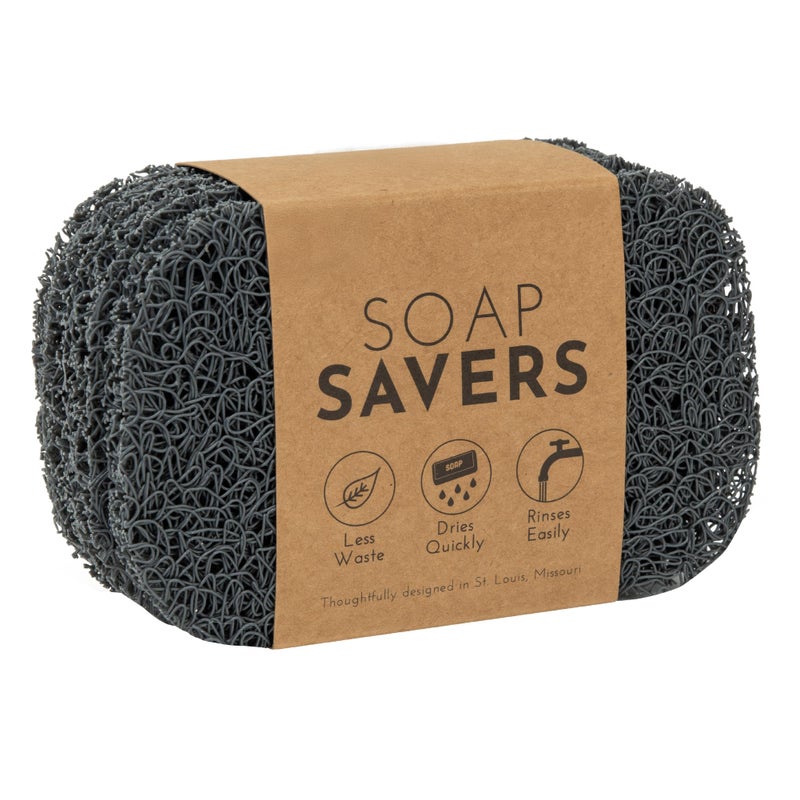 S&T INC. Bar Soap Holder for Kitchen, Bathroom, and Soap Dish, 4 Pack, Dark Grey, 2.9 inches by 4.4 inches - Image 1