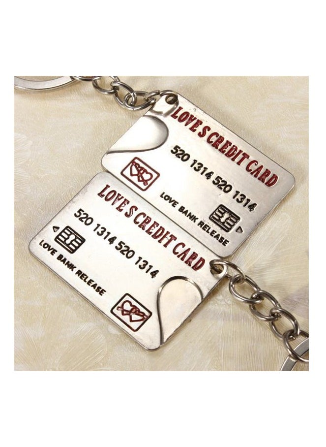 Rubik - Lovers Credit Card Couple Keyrings Set Silver Metal Puzzle Keyrings Key Chains (Silver) - Image 1