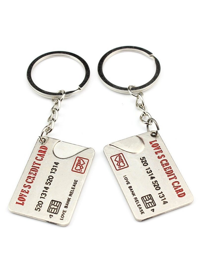 Rubik - Lovers Credit Card Couple Keyrings Set Silver Metal Puzzle Keyrings Key Chains (Silver) - Image 1