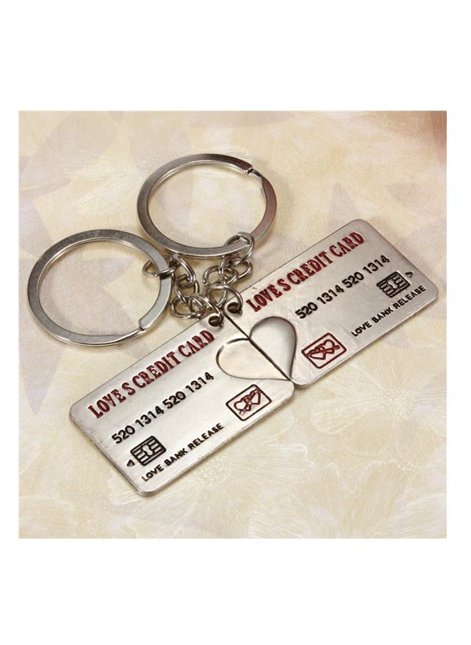 Rubik - Lovers Credit Card Couple Keyrings Set Silver Metal Puzzle Keyrings Key Chains (Silver) - Image 1
