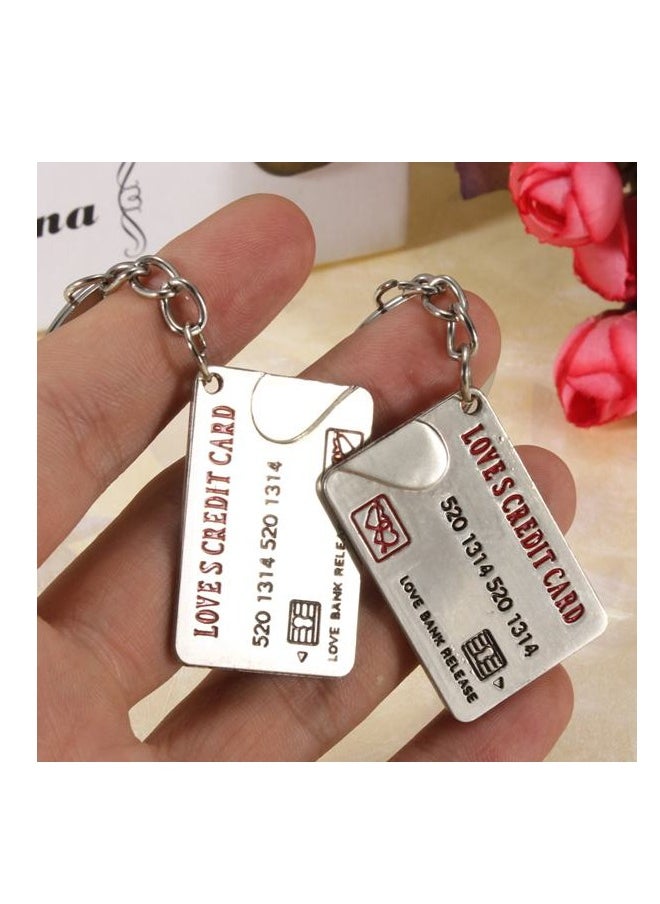 Rubik - Lovers Credit Card Couple Keyrings Set Silver Metal Puzzle Keyrings Key Chains (Silver) - Image 1