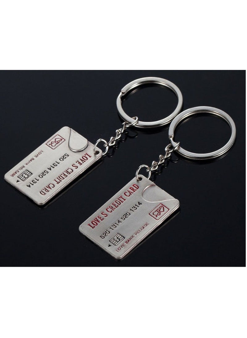 Rubik - Lovers Credit Card Couple Keyrings Set Silver Metal Puzzle Keyrings Key Chains (Silver) - Image 1