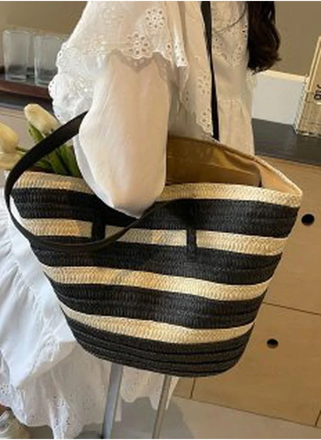 Styli Striped Raffia Bag