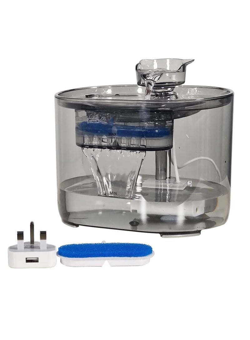 أن ان سي بيتس نافورة مياه للحيوانات الأليفة للقطط والكلاب الصغيرة، موزع مياه شفاف مع نظام ترشيح، مضخة مياه فائقة الهدوء، وتدفقات مياه قابلة للتعديل، سعة كبيرة 2.2 لتر (17 سم) - Image 1