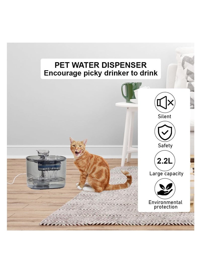 أن ان سي بيتس نافورة مياه للحيوانات الأليفة للقطط والكلاب الصغيرة، موزع مياه شفاف مع نظام ترشيح، مضخة مياه فائقة الهدوء، وتدفقات مياه قابلة للتعديل، سعة كبيرة 2.2 لتر (17 سم) - Image 5