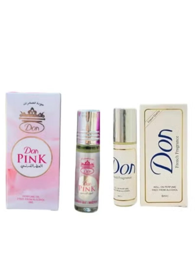 French Fragrance Roll On Perfume + Pink 6ml 2 Pcs