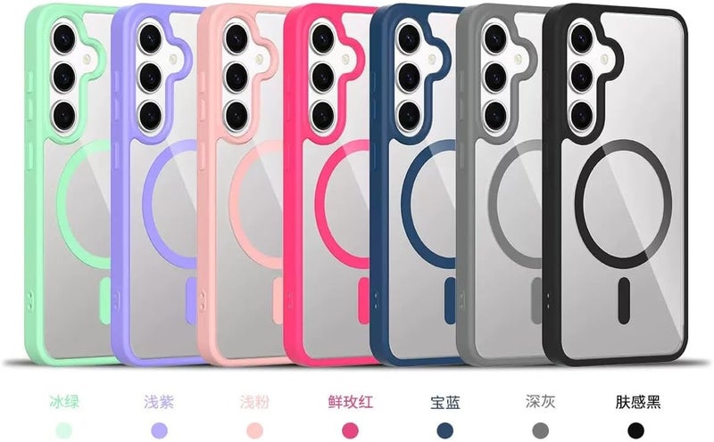 Grabist Phone Case For Samsung A15, Crystal Clear Case Not Yellowing, Compatible with MagSafe, Shockproof Transparent Back Cover with Colored Frame (Gray) - Image 4
