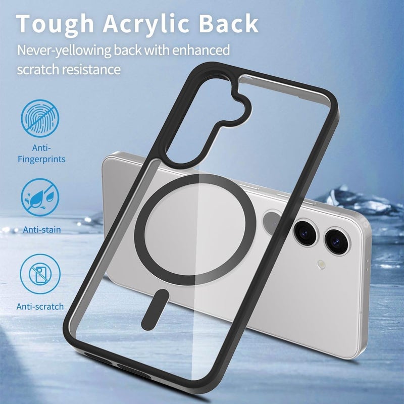 Grabist Phone Case For Samsung A15, Crystal Clear Case Not Yellowing, Compatible with MagSafe, Shockproof Transparent Back Cover with Colored Frame (Gray) - Image 3