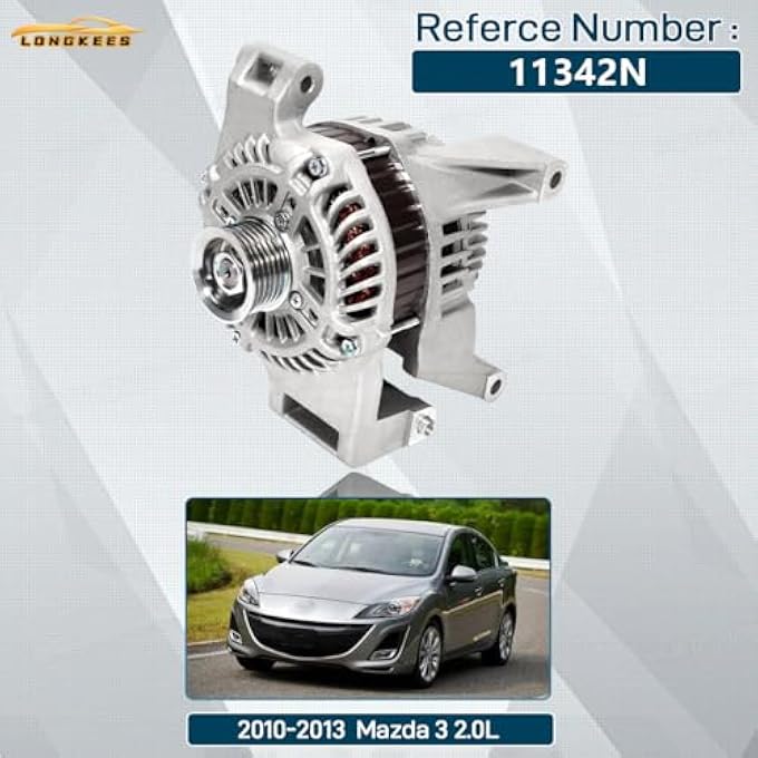 LONGKEES 12V 100AMP Alternator FIT Mazda 3 2.0L 2010-2013, Replaces 11342N A2TJ0791 LF8J18300 LF8J-18-300 - Image 2