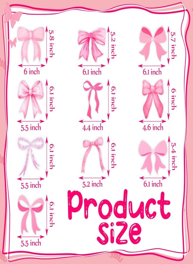 Cinnvoice 30 Pcs Bow Party Decorations Coquette Bow Table Toppers Birthday Table Decor Coquette Party Centerpieces Sticks for Birthday Bachelorette Bridal Decor(Pink) - Image 3