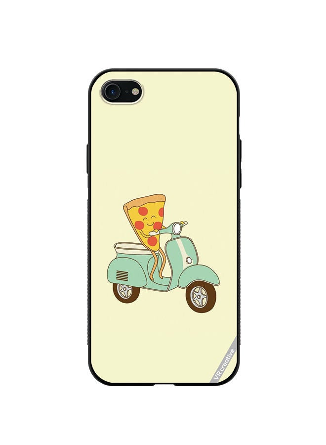 VR CREATIVE Protective Case Cover For Apple iPhone SE (2022) Pizza Riding Scooter Design Multicolour - Image 1