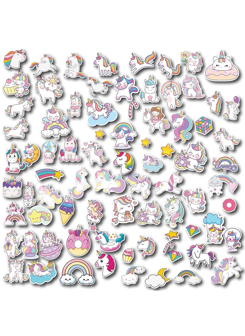 D2c D2C Unicorn Sticker Pack of 81 Glitter Finish Stickers Pastel Unicorns and Rainbows for Kids Teens Scrapbooks Water Bottles Laptops DIY Crafts  - Image 1