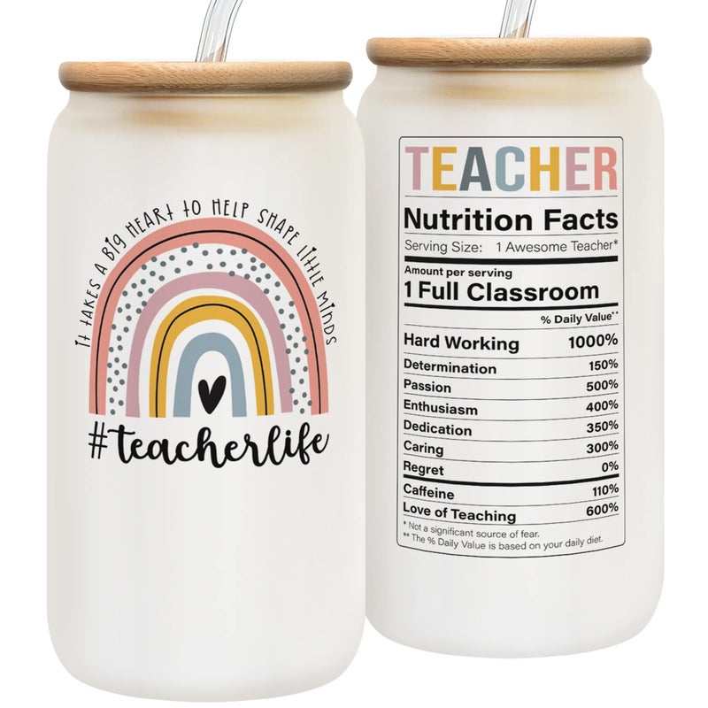 KORUBIA Teacher Appreciation Gift  Thank You for Women Valentines or Birthday  16 Oz Can Glass