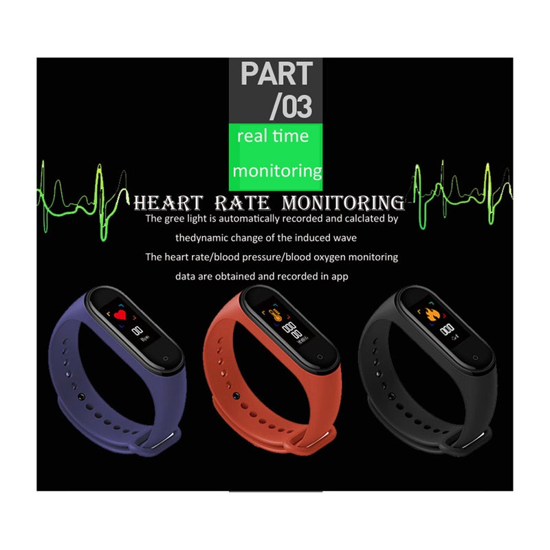 M4 smart bracelet 0.96-inch screen BT4.0 IP67 waterproof Sports pedometer Message reminder Alarm clock Heart rate Sleep health monitoring Multiple exercise modes - Image 3