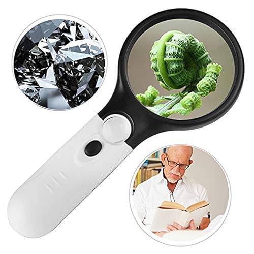 TNEMEC Magnifying Glass with 3 Led Light 3X & 45X Big Size Zoom Lenses for Seniors, Book and Newspaper Reading Handheld Magnifier, Reading Lens Jewelry Loupe, Insect Hobby Observation, Classroom Science - Image 1