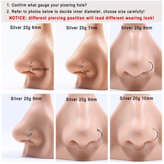 gold nose hoop gauge size chart