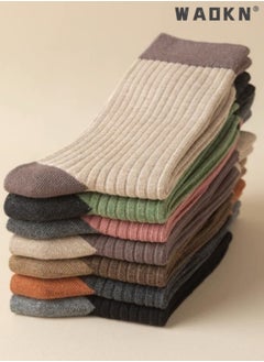 WAOKN 7 Pairs of Women's Striped Socks,Mid-Calf,Suitable for All Seasons,Vintage Crew Socks,Women's Loose Athletic Calf Socks, Casual Cotton Stretchy Novelty Socks,Casual Socks- Perfect for Everyday Wear  - Image 3