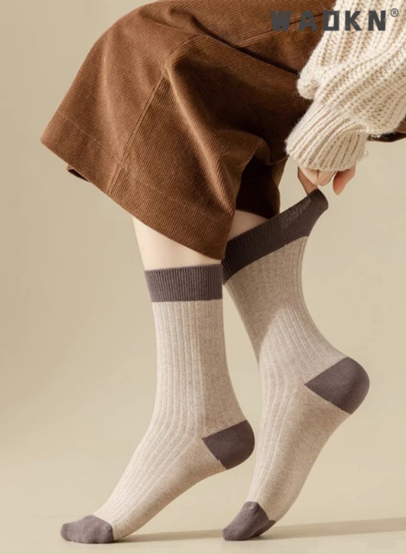 دبليو أيه أو كي أن 7 أزواج من الجوارب النسائية المخططة، جوارب منتصف الساق، جوارب نسائية فضفاضة رياضية بطول الساق، جوارب قطنية مطاطية غير رسمية، جوارب غير رسمية - مثالية للارتداء اليومي - Image 5