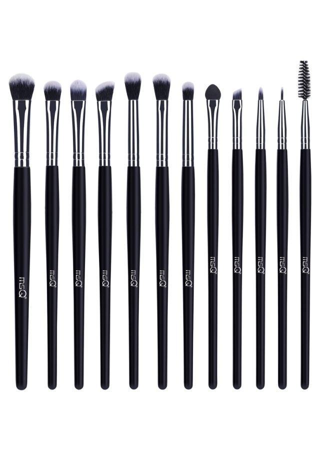 MSQ Eye Makeup Brushes 12pcs Eyeshadow Makeup Brushes Set with Soft Synthetic Hairs Real Longer Wood Handle for Eyeshadow EyelashEyebrow Eyeliner Blending ConclearBlack - Image 3