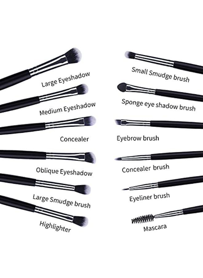 MSQ Eye Makeup Brushes 12pcs Eyeshadow Makeup Brushes Set with Soft Synthetic Hairs Real Longer Wood Handle for Eyeshadow EyelashEyebrow Eyeliner Blending ConclearBlack - Image 4