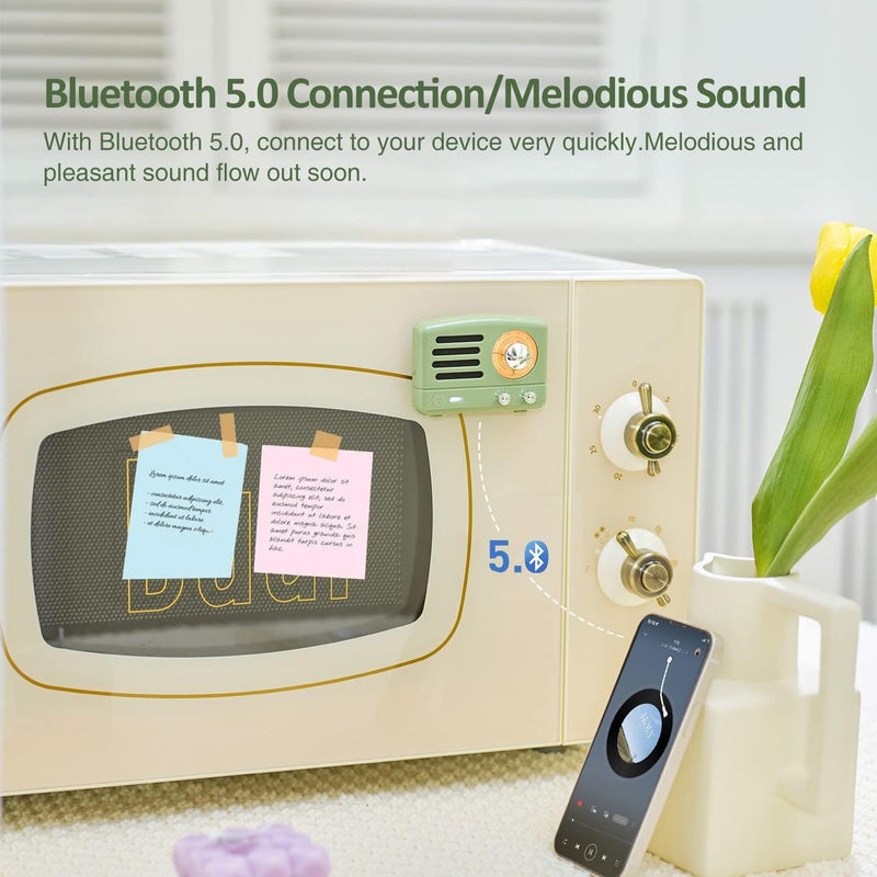 Muzen OTR Magnetic Sticker Speaker Portable Bluetooth Speaker,Apply for Metal Surface, Wireless Bluetooth 5.3 and Type-C Charge, Mini Size with Big Loud, Retro Style Home Accessory - Image 5