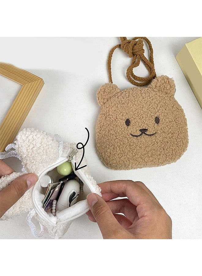 2 PCS Plush Crossbody Bag, Cartoon Handbag with Zippers Coin Wallet Purse Shoulder Bag Coin Pouches Accessories Money Bag - Image 3