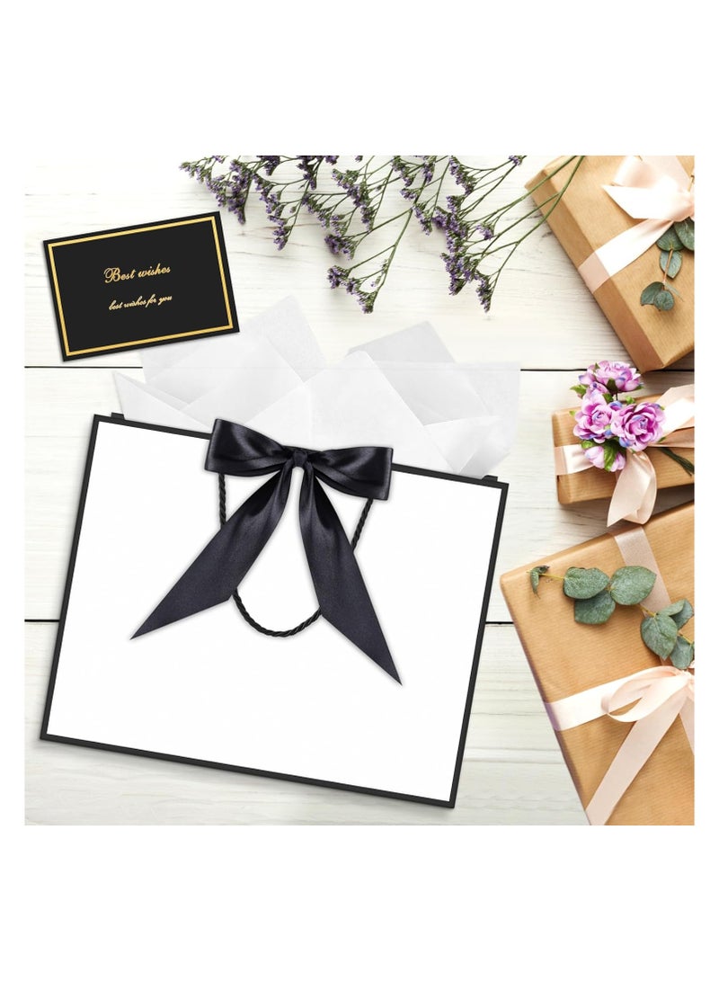 DELGREEN 2PCS White Large Gift Bags, Paper Bags with Ribbon, Greeting Cards and Tissue Paper, Portable Party Bags with Handles, Birthday Gift Bags, Present Bags for Wedding Party, Party Supplies（32*25*11cm） - Image 4