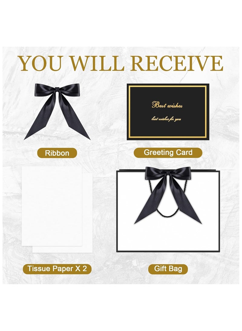 DELGREEN 2PCS White Large Gift Bags, Paper Bags with Ribbon, Greeting Cards and Tissue Paper, Portable Party Bags with Handles, Birthday Gift Bags, Present Bags for Wedding Party, Party Supplies（32*25*11cm） - Image 3