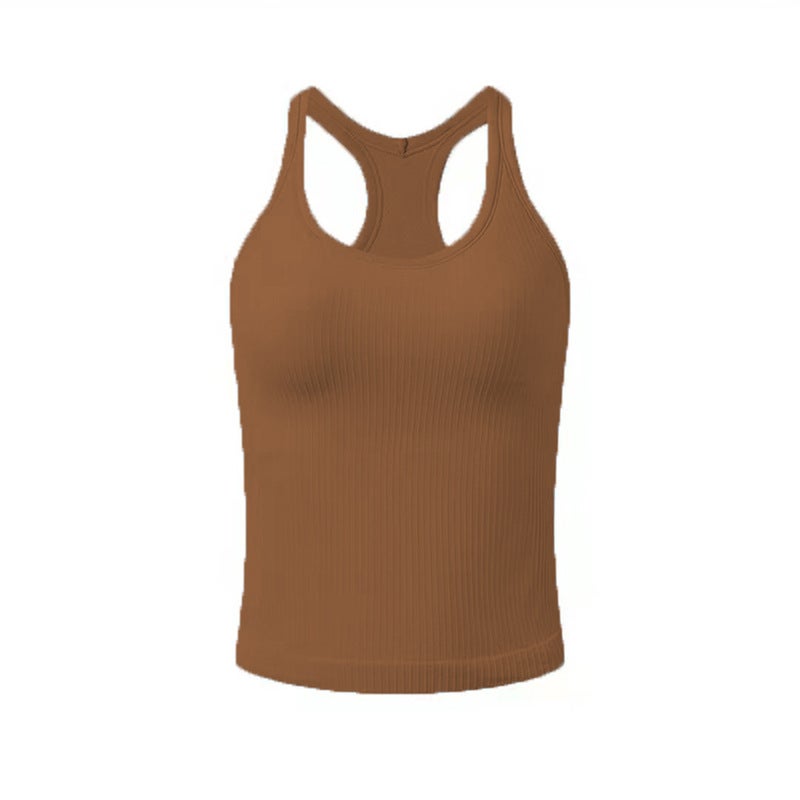 Generic Womens Quick-Dry Yoga Tank Top Sleeveless Running Fitness Vest Brown  - Image 1