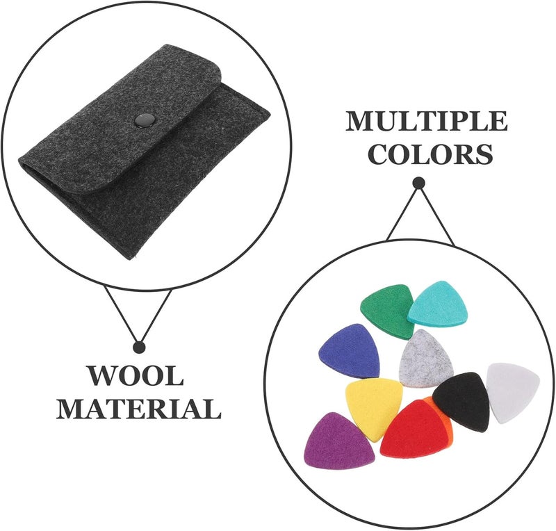 Various size alternatives Ukulele Felt Picks Set 10pcs Heart-shaped Wool Plectrums round Felt Storage Bag for Acoustic Beginners and String Instrument Accessories Gulf standard sizing alternatives - Image 3