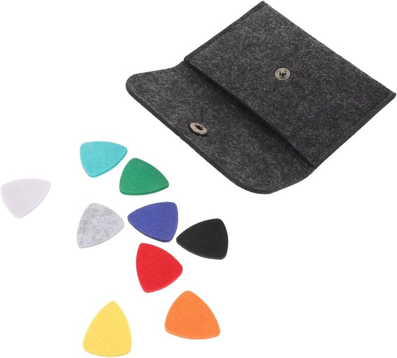 Various size alternatives Ukulele Felt Picks Set 10pcs Heart-shaped Wool Plectrums round Felt Storage Bag for Acoustic Beginners and String Instrument Accessories Gulf standard sizing alternatives - Image 1