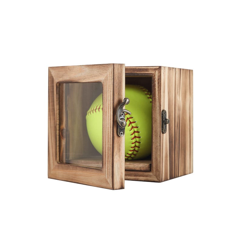 Freezing point Freezing point 9 Baseball 12 Softball Display Case for Balls Homerun Shadow Box Frame Wall Mount Small Stand Holder Cubes Memorabilia Clear Sport Collectibles Single Gifts for Boys Carbonized 1