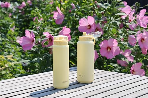 Ello Cooper 32oz Stainless Steel Water Bottle Vacuum Insulated with Straw and Carry Handle Leak Proof Locking Lid with Soft Silicone Spout Dishwasher Safe Butter Yellow - Image 3