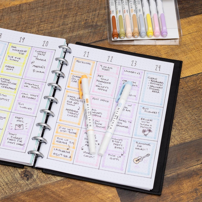 Zebra Pen مجموعة أقلام تمييز زيبرا بن مايلدلاينر ذات الطرفين، رؤوس مائلة ونقطة، ألوان حبر محايدة ولطيفة بدون تسرب، 10 قطع، رقم الموديل: 78701 - Image 4