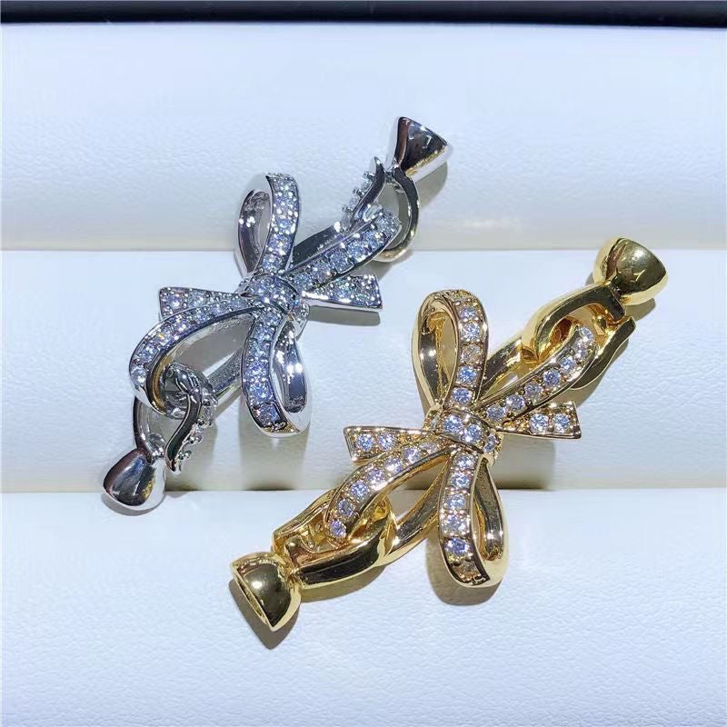 String Pearl Necklace Buckle Connecting Buckle Buckle Diy Bracelet Buckle Sweater Chain Buckle Accessories 14K Gold Bow Buckle - Image 5