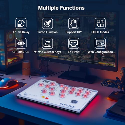 Mytrix Arcade Stick for Haute42 16Keys AllButton Leverless Controller for PCPS4PS3SwitchSteam Turbo Functions RGB Light Supports Hot Swap SOCD Removable Plate Interstellar Design - Image 3