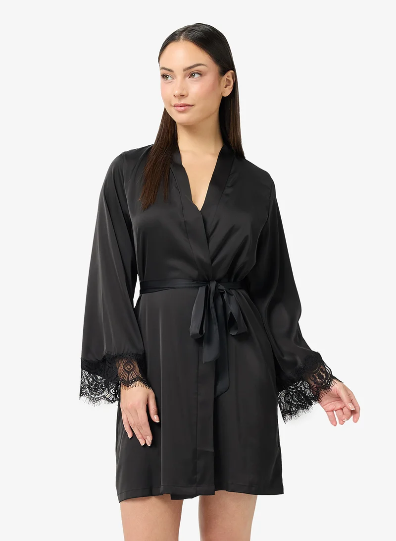 Ginger Satin Robe with Lace Back