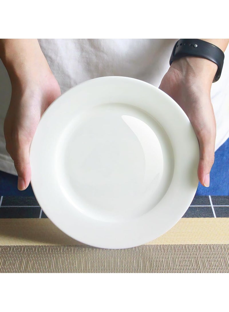 ريد ليف 4 قطع من أطباق العشاء الخزفية الفاخرة للمطبخ، طبق شرائح اللحم، طبق حلوى دائري أو طبق سلطة، أطباق بيضاء - Image 3