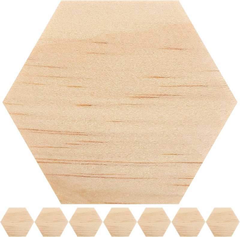 25pcs 38mm Wooden Hexagon Craft Blanks for DIY Engraving Wood Slices, Small Hexagon Wood Pieces for Woodburning and Painting, Unfinished Woodcraft Supplies for Art Projects - Image 1