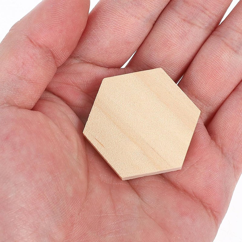 25pcs 38mm Wooden Hexagon Craft Blanks for DIY Engraving Wood Slices, Small Hexagon Wood Pieces for Woodburning and Painting, Unfinished Woodcraft Supplies for Art Projects - Image 3