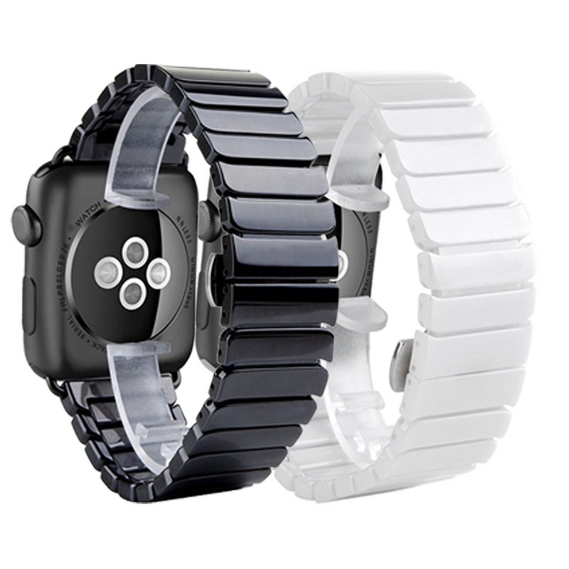 For Apple Watch Ultra 49mm&Watch Ultra 2 49mm / Series 10 46mm / 9&8&7 45mm / SE 3&SE 2&6&SE&5&4 44mm / 3&2&1 42mm Delicate Ceramics Wrist Watch Band(White)